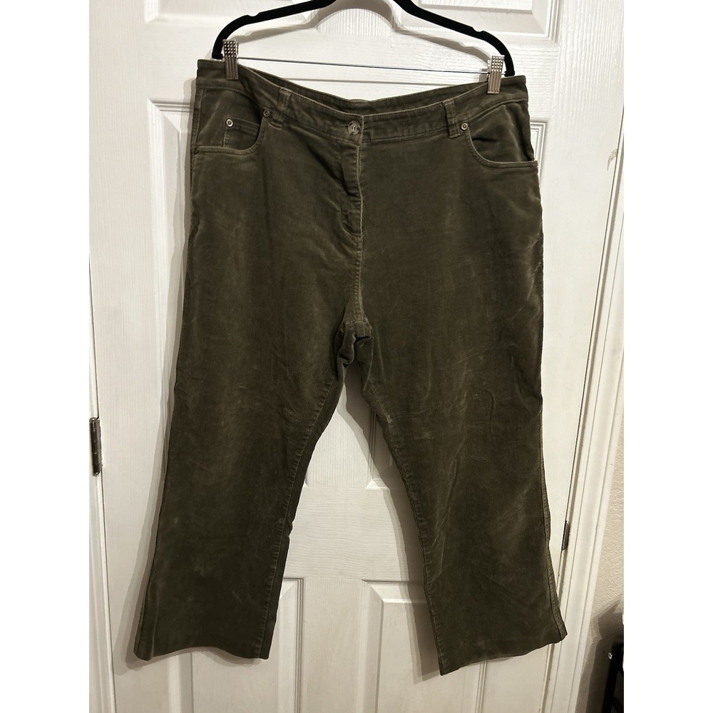 Woolrich Womens‎ 14 Corduroy Pants 1030 Light Olive Jeans Pockets Cotton Zip